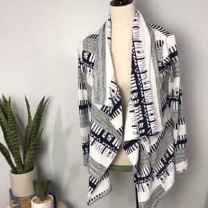 Womens Draped Irregular Knit Cardigan Sweater Open Front Size Small